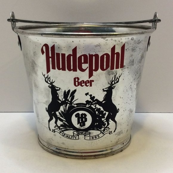 Hudepohl Beer Brewing Company Galvanized Metal Chill Pail Can Cincinnati Ohio - Picture 1 of 10